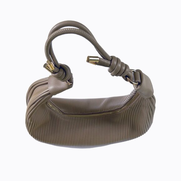 Urban Expressions Textured Knot Hobo Shoulder Bag Vegan Leather Taupe Y2K Boho - Picture 4 of 12